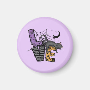 Aimant Chat noir azy en Spider Web avec amour