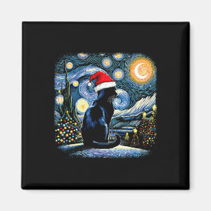 Aimant Chat Noir Drôle Santa Hat Nuit de Noël Joyeux Ch