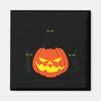Aimant Chat noir effrayant Halloween Citrouille Chats Jac