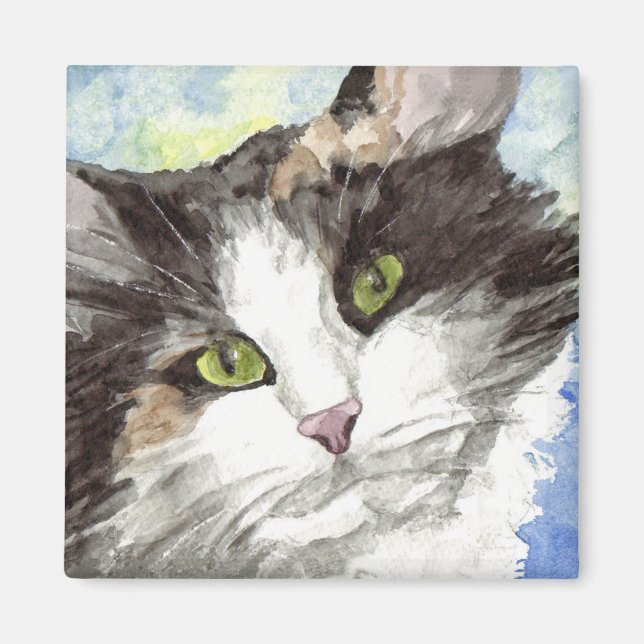 Aimant Chat noir et blanc (Devant)