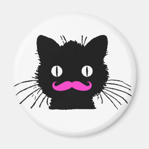 AIMANT CHAT NOIR FUNNY ROSE MUSTACHE