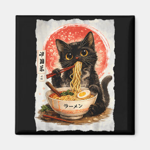 Aimant Chat noir mangeant des ramen mignon kawaii anime c