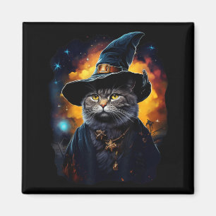 Aimant Chat Noir Sorcier Halloween Sorcière Mystique Noir