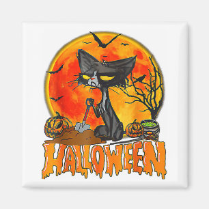 Aimant Chat Noir Sur Pleine lune Citrouille Costume Hallo