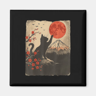 Aimant Chat Noir Vintage Rétro Art Japon Thème Japonais G