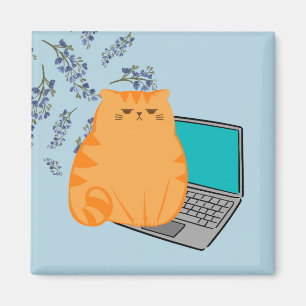 Aimant Chat orange de travail