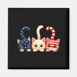 Aimant Chat patriotique du 4 juillet drapeau américain Us