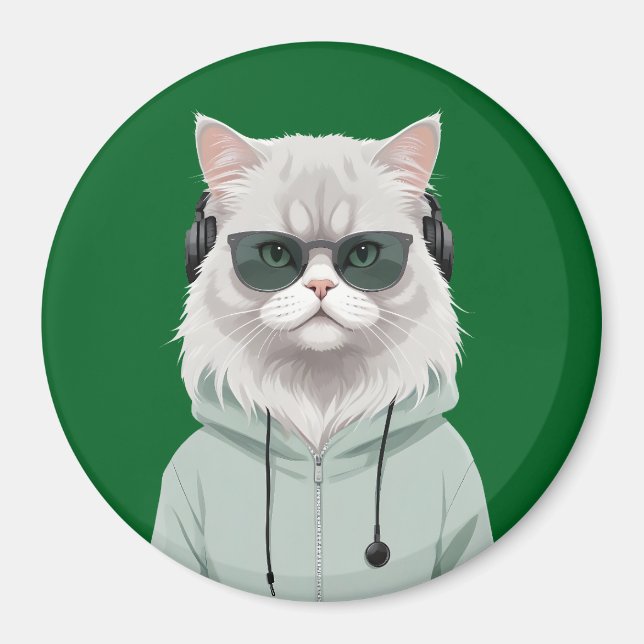 Aimant Chat Porter Sweat - shirt à capuche Drôle Cool ani (Devant)