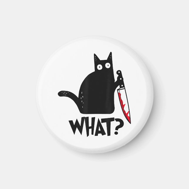 Aimant Chat Qu'est-ce que_ Drôle Chat Noir  (Devant)