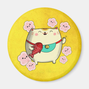 Aimant Chat rond mignon de Maneki Neko