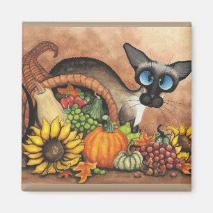 Aimant Chat siamois de thanksgiving par l'aimant de