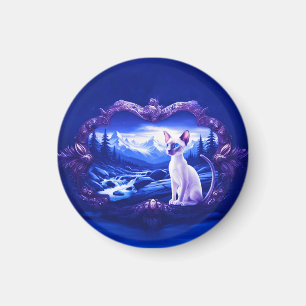 Aimant Chat Siamois En Cadre Pittoresque