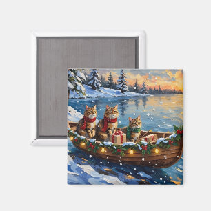 Aimant Chat Sibérien Noël Bateau Vacances