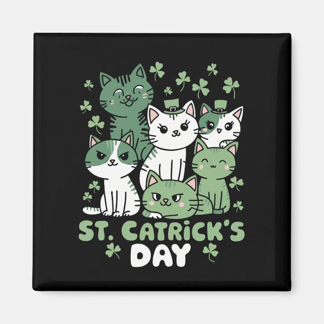 Aimant Chat St Patrick's Day Drôle Catrick's Day (Devant)