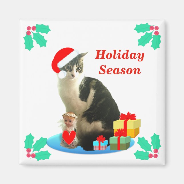 Aimant Chat Tabby Noël (Devant)