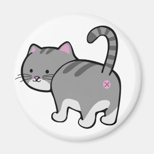 Aimant chat tigré de gris de bout de chat