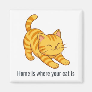 Aimant Chat Tigre Orange Étiré Texte Personnalisé