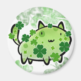Aimant Chat vert de trèfle