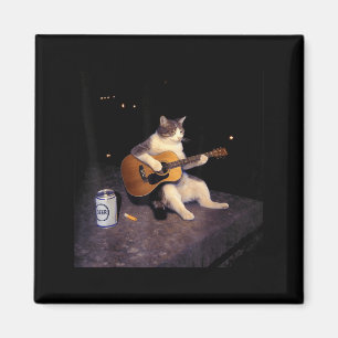 Aimant Chat vintage bière drôle chat buvant de la bière g