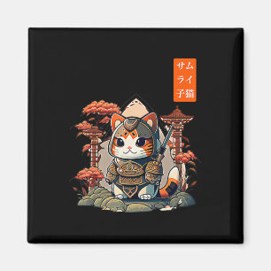 Aimant Chat Warrior japonais écriture Anime Art pour kawa