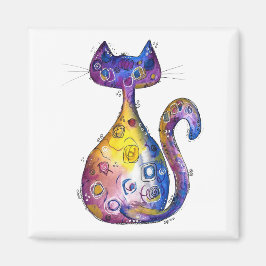 Aimant Chat Whimsical Coloré