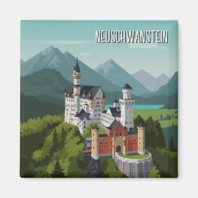 Aimant Château de Neuschwanstein Allemagne Voyage Abstrai (Devant)