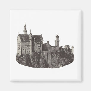Aimant Château de Neuschwanstein Art historique noir et b