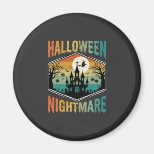 Aimant Château Hanté Cauchemar Halloween Vecteur Rétro