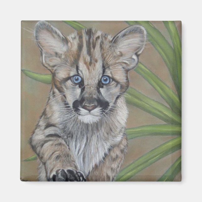 Aimant chaton cougar chaton grand chat peinture de la fau (Devant)