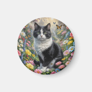 Aimant Chaton dans le jardin de fleurs