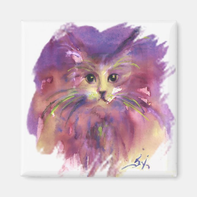 AIMANT CHATON VIOLET, PORTRAIT DE CHAT (Devant)