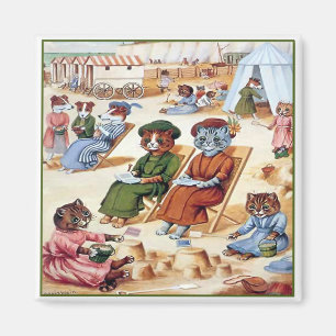 Aimant Chats à la plage par Louis Wain