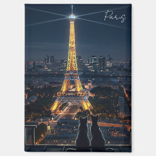 Aimant Chats à Paris Tour Eiffel en soirée
