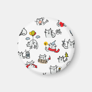 Aimant Chats amusants, lait et magie.