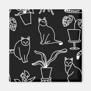 Aimant Chats blancs en noir