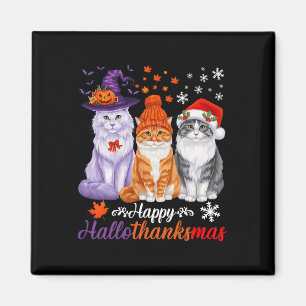 Aimant Chats de Happy Hallothanksmas Halloween Thanksgivi