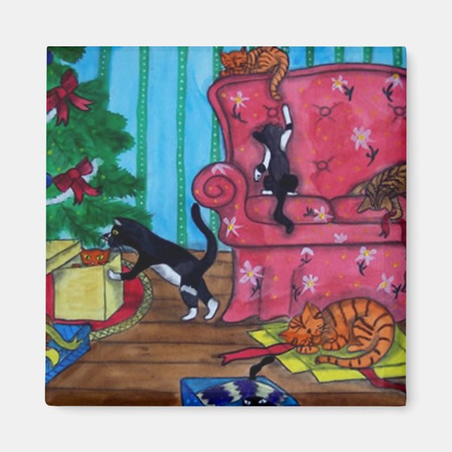 Aimant Chats de Noël (Devant)