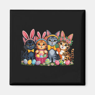 Aimant Chats drôles de Pâques Oreilles Lapin Œufs Printem