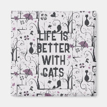 Chats en Arbres Cute Silhouette Motif Personnalise