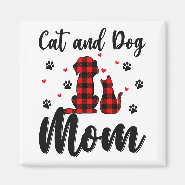 Aimant Chats et Chiens Fête des mères Marionnettes Animau (Devant)