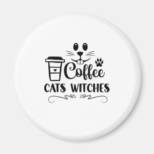 Aimant Chats Halloween sorcières de café Anniversaire
