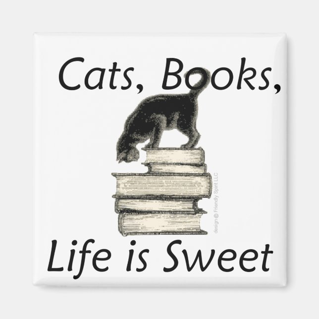 Aimant chats, livres, la vie est douce ! (Devant)