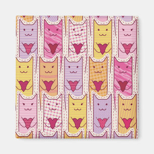 Aimant Chats mignons avec les coeurs affectueux