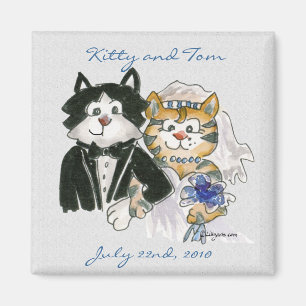 Aimant Chats mignons de bande dessinée épousant des