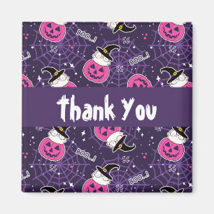 Aimant Chats mignons et Citrouille Halloween Merci Motif