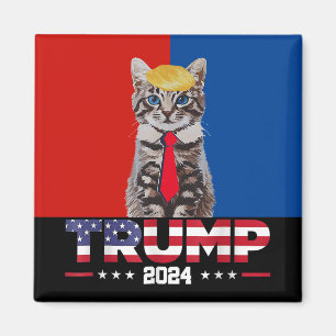 Aimant Chats Pour Trump 2024   Vance Trump Red Blue