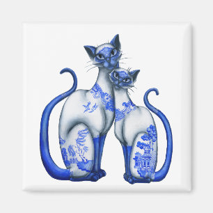 Aimant Chats siamois de saule bleu