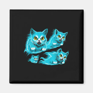Aimant Chats Spectraux Halloween Drôle Fantôme Volant Tee
