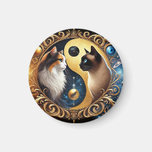 Aimant Chats symbolisant l'équilibre avec un Yin Yang
