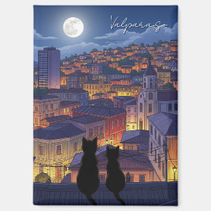 Aimant Chats Valparaiso Chili la nuit